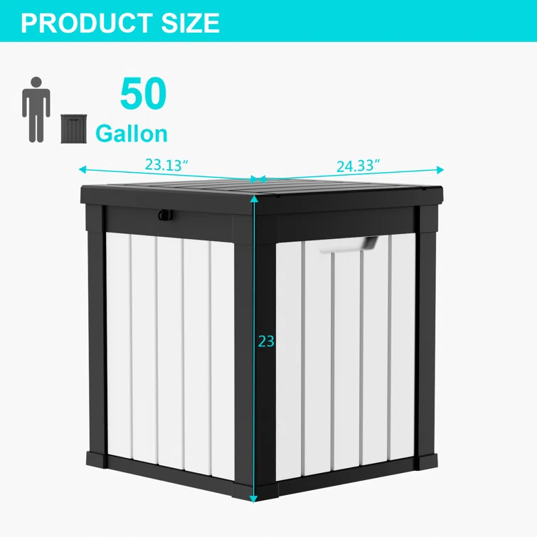 Vbal Black/White 40 Gallons Water Resistant Resin Lockable Deck Box