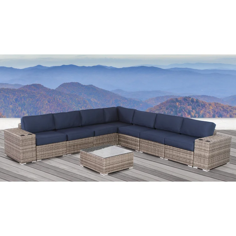 Lazaro Rattan Wicker Fully Assembled 6 - Person Seating Group with Sunbrella Cushions