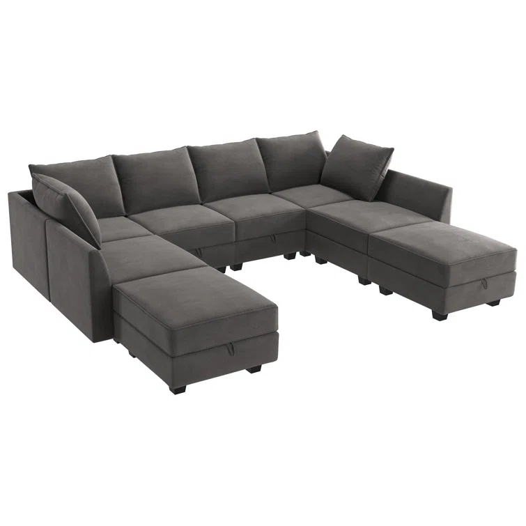 Tremee U Shaped Modular Velvet Sectional Couch