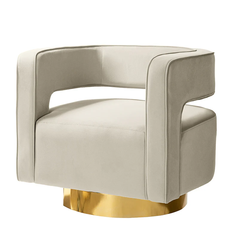 Agata Velvet Swivel Barrel Armchair