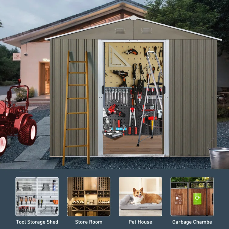 8 ft. X 6 ft. Metal Traditional Storage Shed