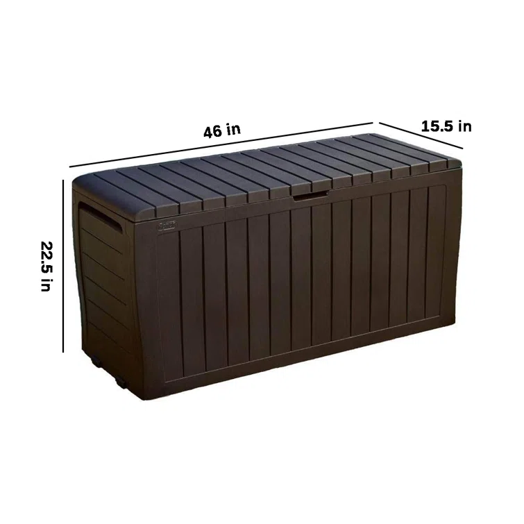 OTOTWER 46'' W 71 Gallons Water Resistant Resin Lockable Deck Box with Wheels