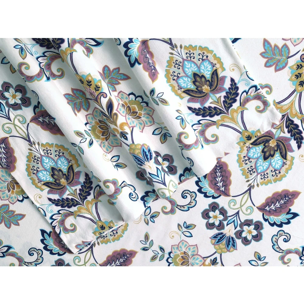 Hemstitched Abstract Paisley Printed Deep Pocket Flannel Bed Sheet Set