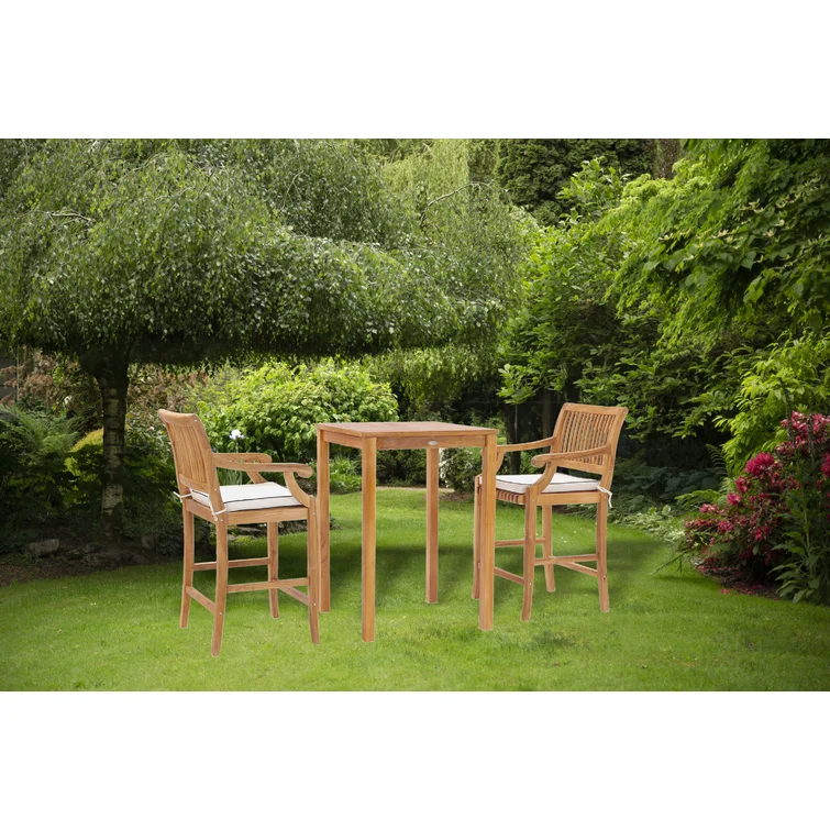 2 - Person Square Teak Outdoor Dining Set with Cushions