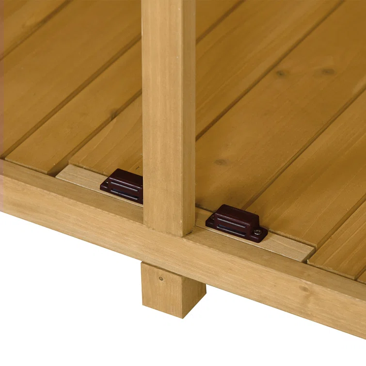Outdoor Storage Cabinet, Wood Garden Shed, Lockable Doors & Asphalt Roof, 3-tier Shelves