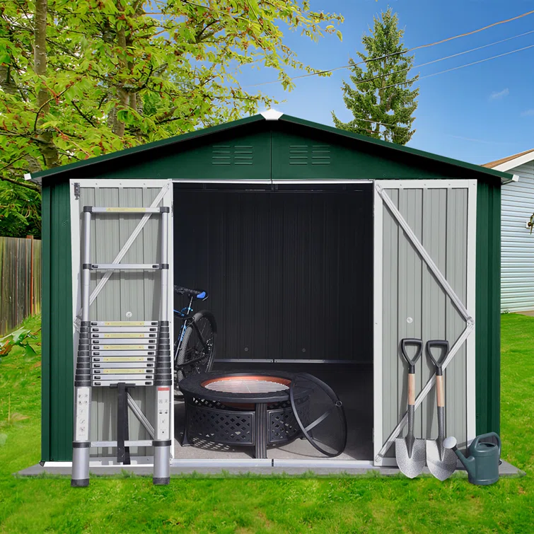 8 ft. W x 10 ft. D Metal Corner Tool Shed