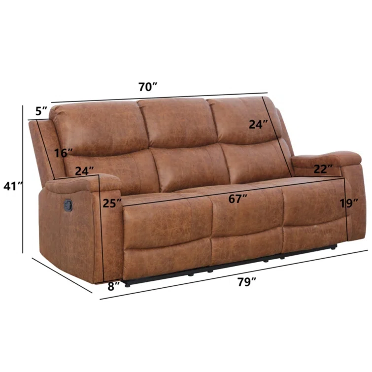 Maroske 79'' Top Leather Square Arms Reclining Sofa with Hidden Cupholder<!-- --> <!-- -->(Set of 2)