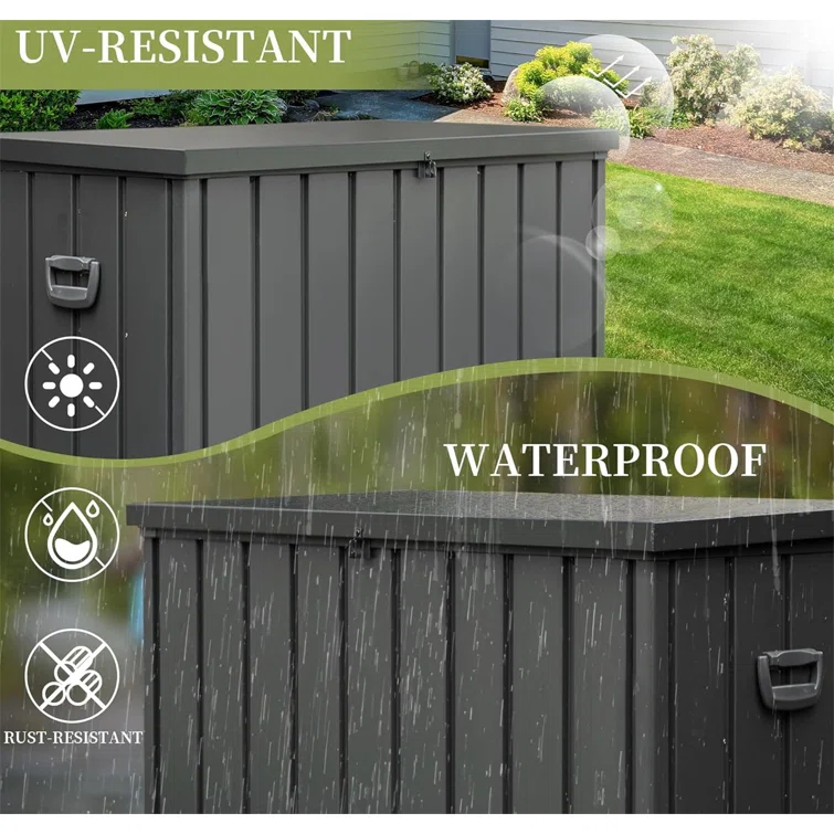 Novobey 54.31'' W 200 Gallons Water Resistant Galvanized Steel Deck Box with Wheels