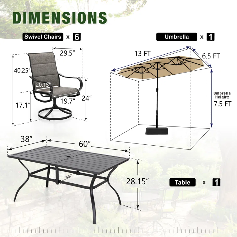 Alyah 6 - Person Rectangular Outdoor Dining Set