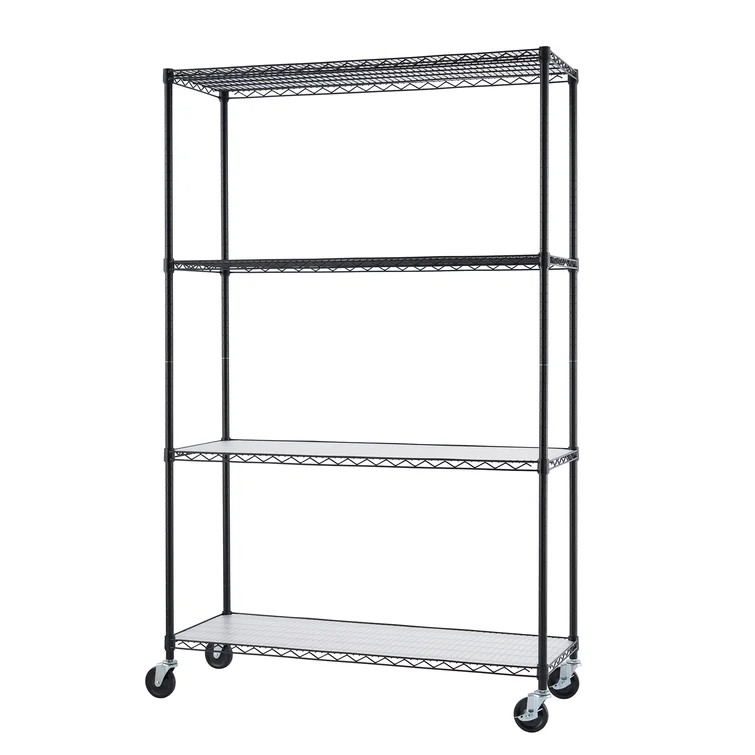 48" W x 18" D x 72" H 4 Tier Wire Shelving with Liners and Wheels