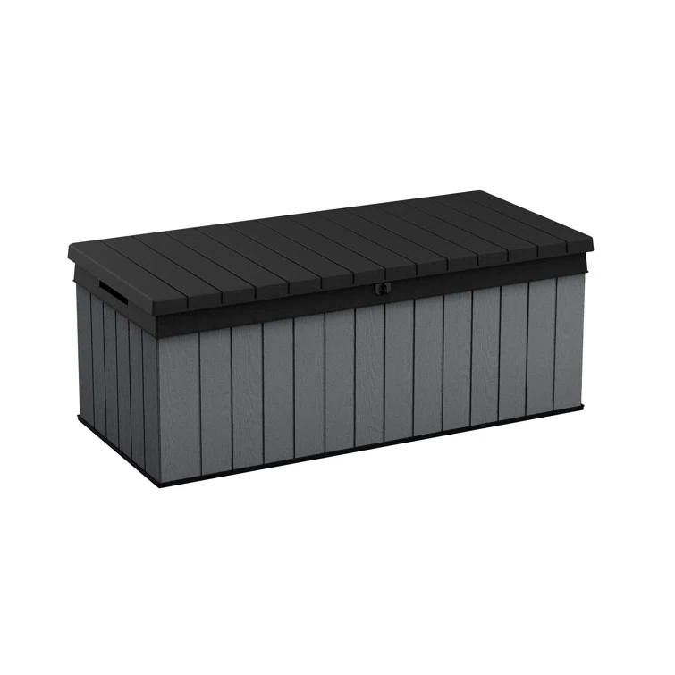 Keter Darwin 100 Gallon Durable Resin Outdoor Storage and Organization Deck Box Ideal For Garden Patio Furniture and Supplies, Graphite