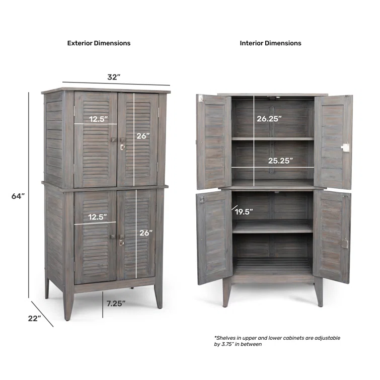 Beachcrest Home™ Anjenette 32'' W 195.05 Gallons Water Resistant Solid Wood Acacia Lockable Cabinet Deck Box