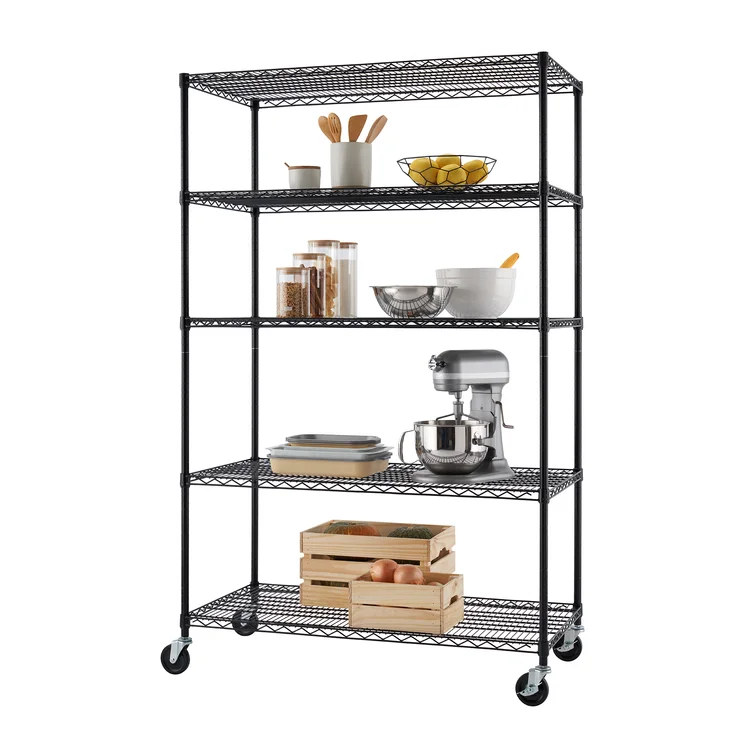48" W x 24" D x 72" H 5 Tier Wire Shelving with Wheels