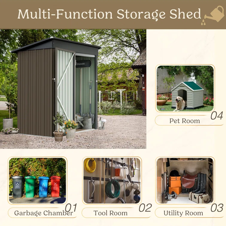 5 ft. W x 3 ft. D Metal Storage Shed