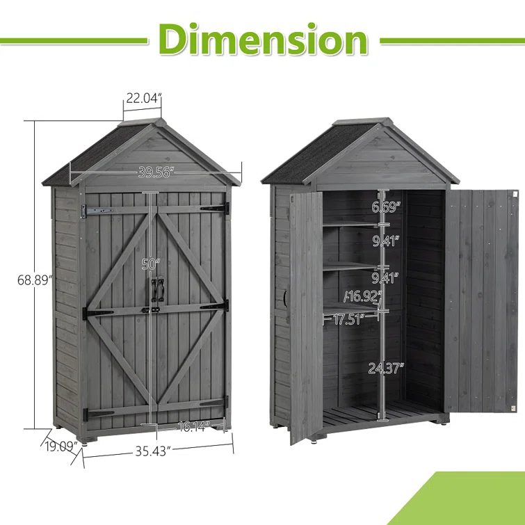 6 ft. W x 2 ft. D Wood Tool Shed