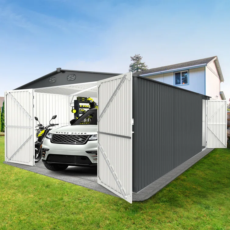 Momie 13 ft. W X 20 ft. D Metal Storage Shed Garage Shed