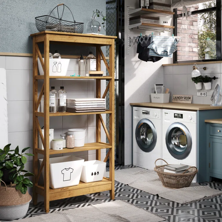 Louissaint 31.50'' W Solid Wood Shelving Unit