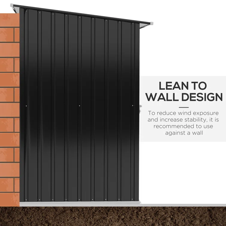 3 ft. 3 in. W x 3 ft. 4 in. D Galvanized Steel Lean-To Tool Shed
