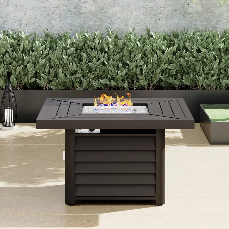 Baecher Wicker / Rattan 2 - Person Outdoor Seating Group with Swivel & Glider Chair Set and Aluminum Fire Pit Table