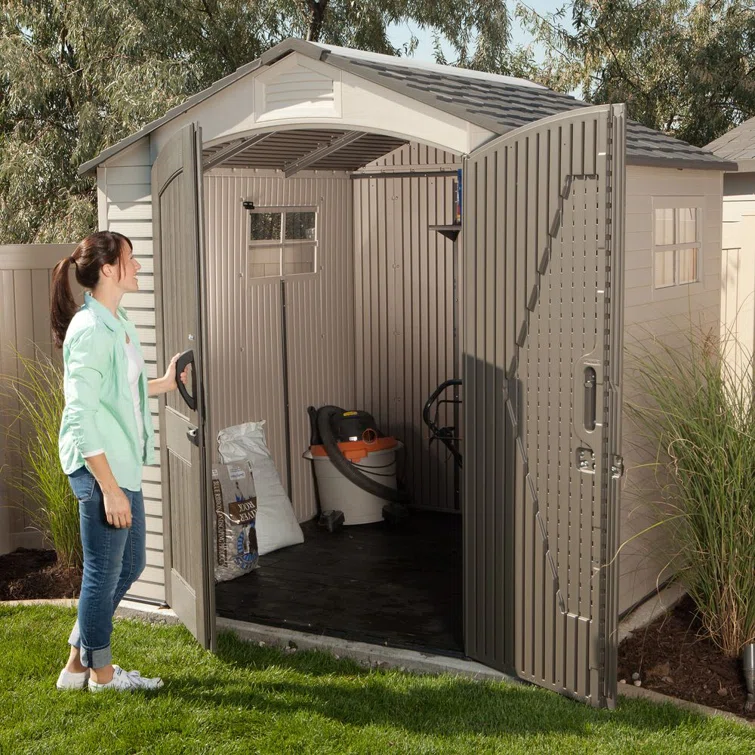 Lifetime 7 Ft. x 7 Ft. High-Density Polyethylene (Plastic) Outdoor Storage Shed with Steel-Reinforced Construction