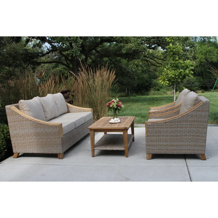 Carlton 4 Piece Rattan Sofa Seating Group with Sunbrella Cushions