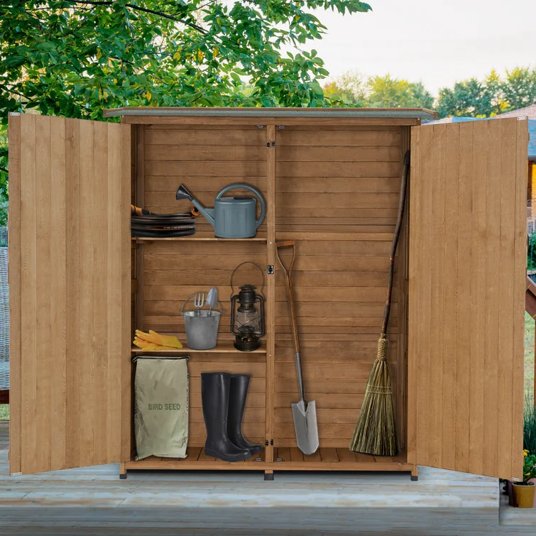 4.5 ft. W x 1.5 ft. D Solid Wood Sheds Outdoor Backyard Garden Racks Shelves