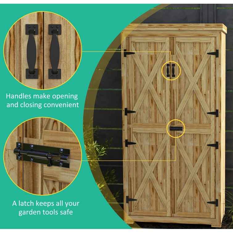 Charlain 3 ft. W x 1 ft. D Wood Vertical Tool Shed