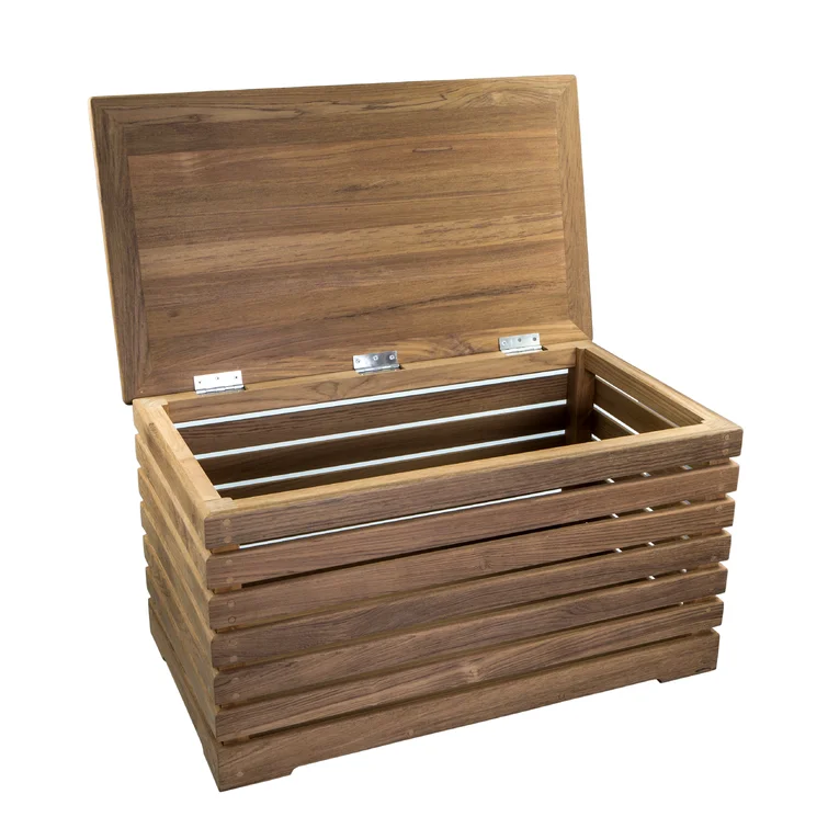 Madison Bay Trading Company Andros 33.5'' W 24 Gallons Solid Wood Teak Deck Box in Brown