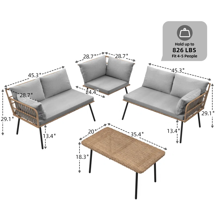 Walsh 5 - Person Outdoor Seating Group with Cushions