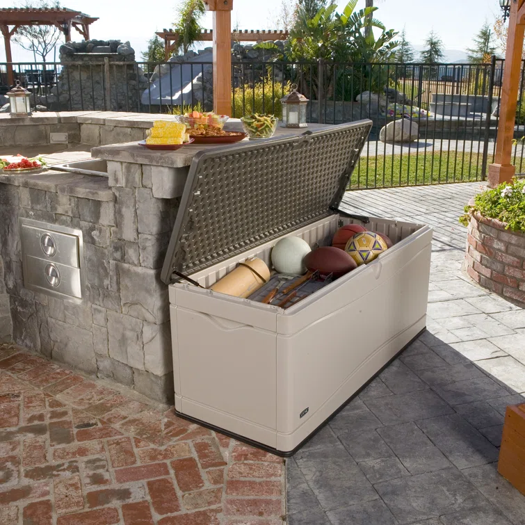 Lifetime 60'' W 130 Gallons Water Resistant Polyethylene Plastic Lockable Deck Box