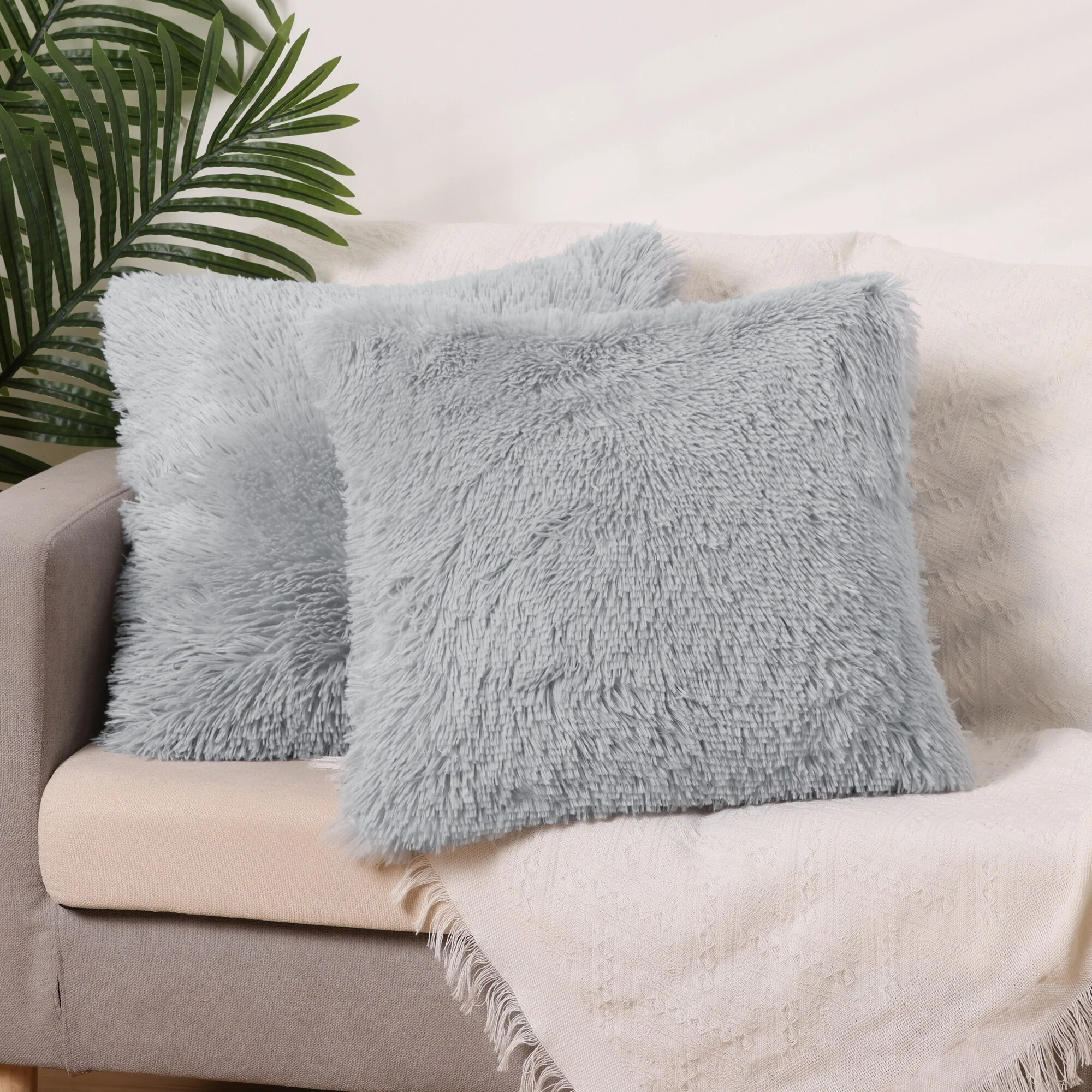 2 Pack Throw Pillowcases Soft Modern Plush Throw Pillowcases for Home