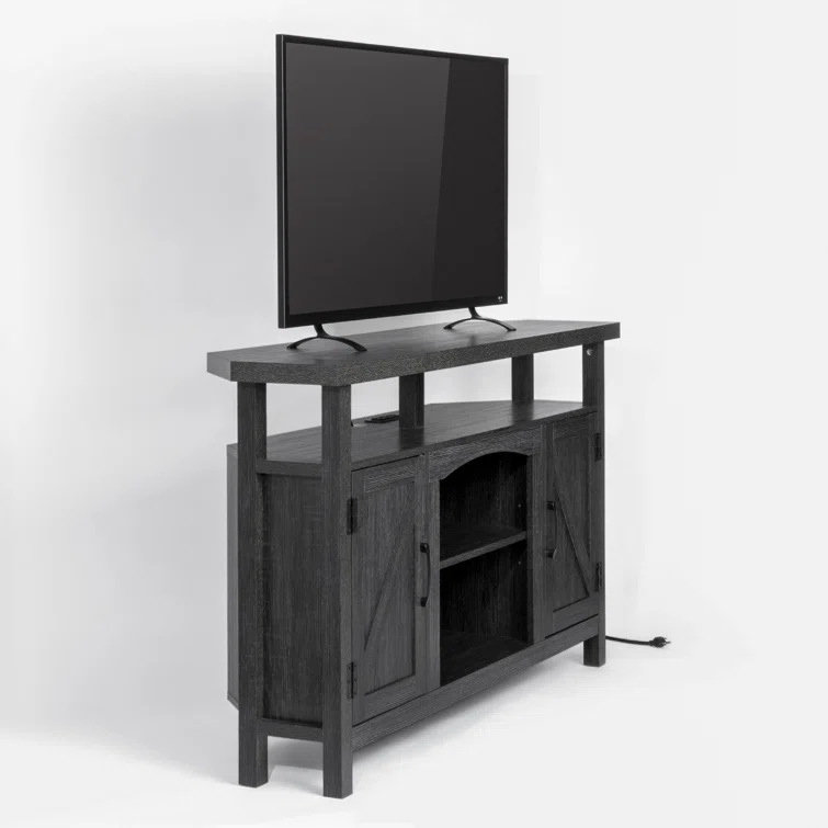 Nasho Farmhouse Corner TV Stand with USB Ports and Outlet Fit for TVs up to 60