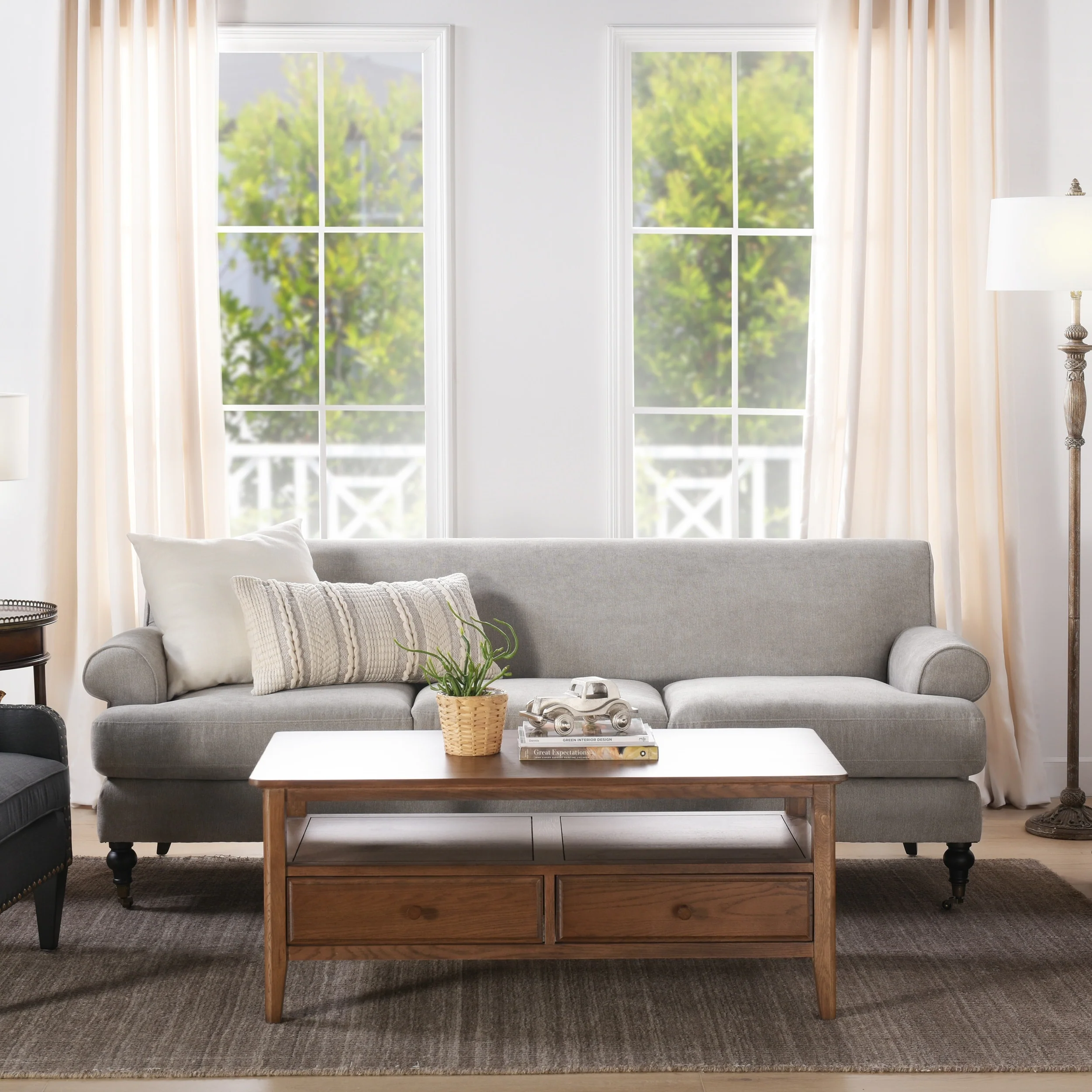Alana Lawson 88 Inch Living Room Sofa �?Three Cushion Couch with Rolled Arms and Tight Back �?Minimal Assembly Required