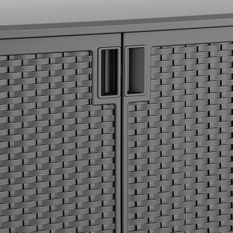 Suncast 97 Gallon Resin Lockable Cabinet Deck Box in Gray