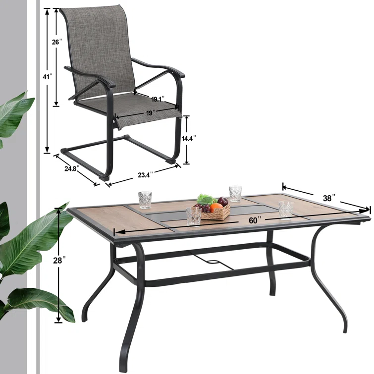 Alyah 6 - Person Rectangular Outdoor Dining Set
