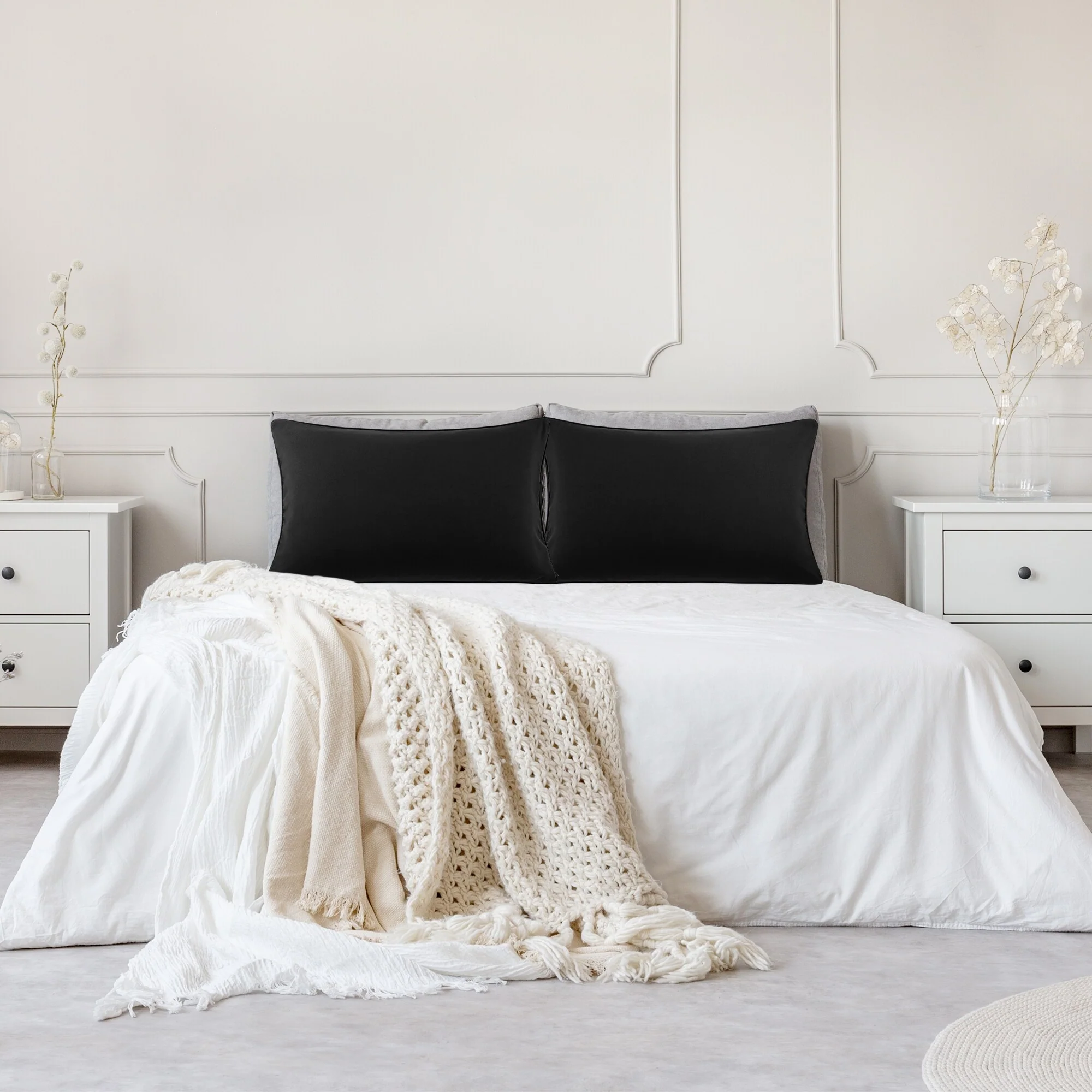 2Pcs Brushed Microfiber Zippered Pillowcases