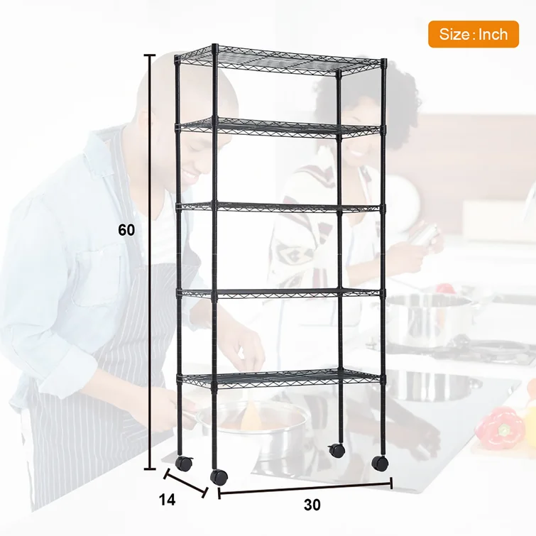 Konnor 30'' W Steel Height -Adjustable Shelving Unit with Wheels