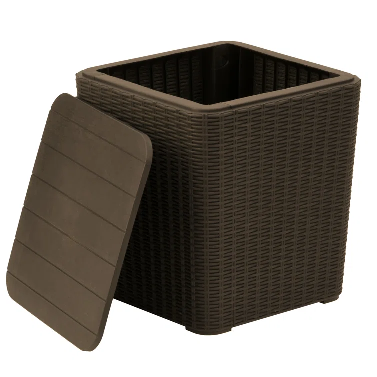 National Outdoor Living Arendal 11.35 Gallon Water Resistant Plastic Deck Box in Brown
