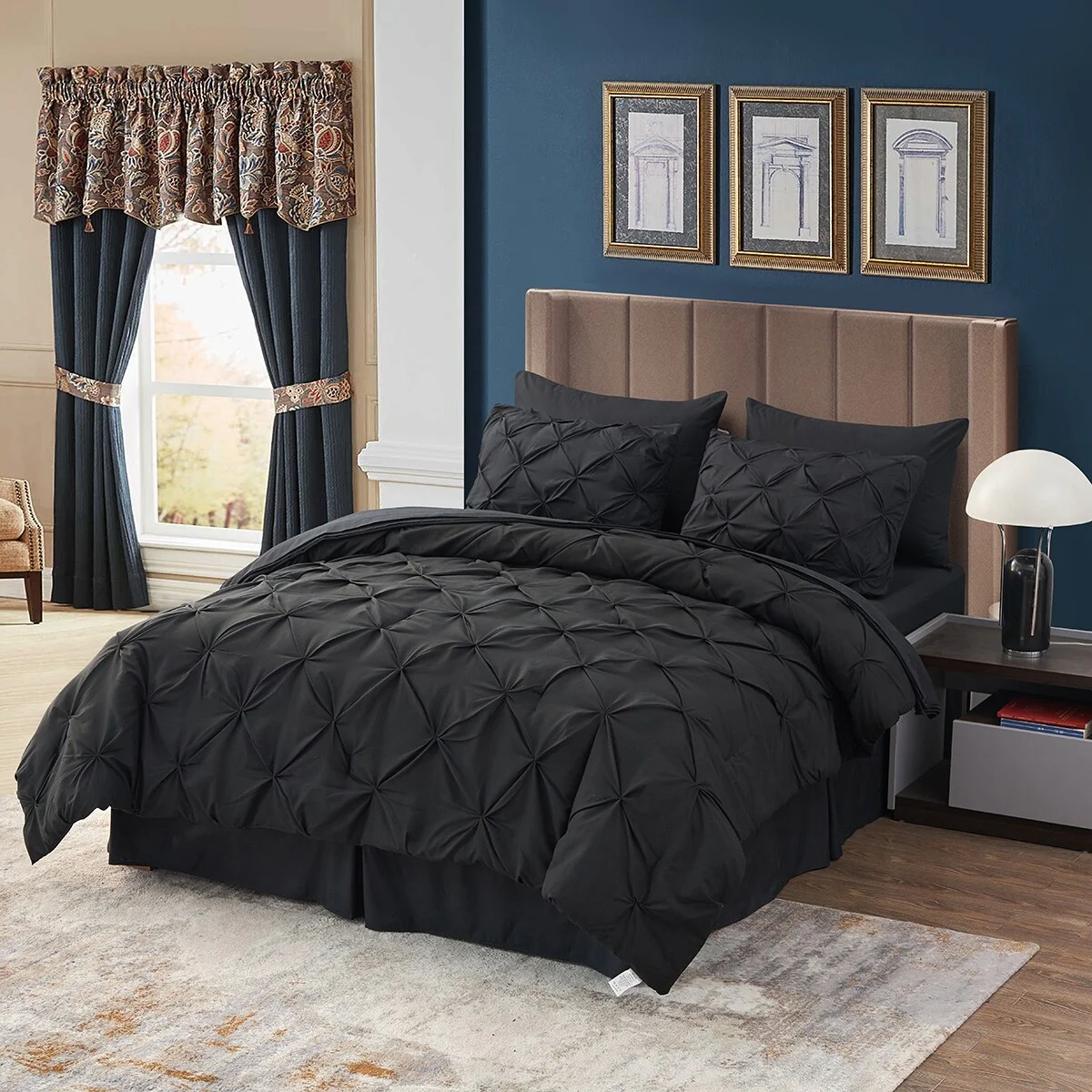 8-piece Pinch Pleated Bed-in-a-Bag Down Alternative Comforter Set