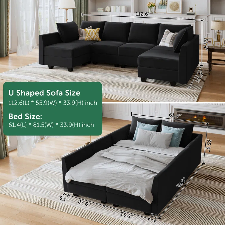 Tremee Modular Sectional Sofa U Shaped Velvet Couch