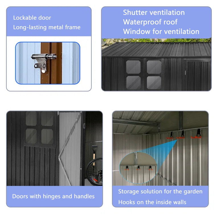 10 ft. W x 8 ft. D Metal Tool Shed