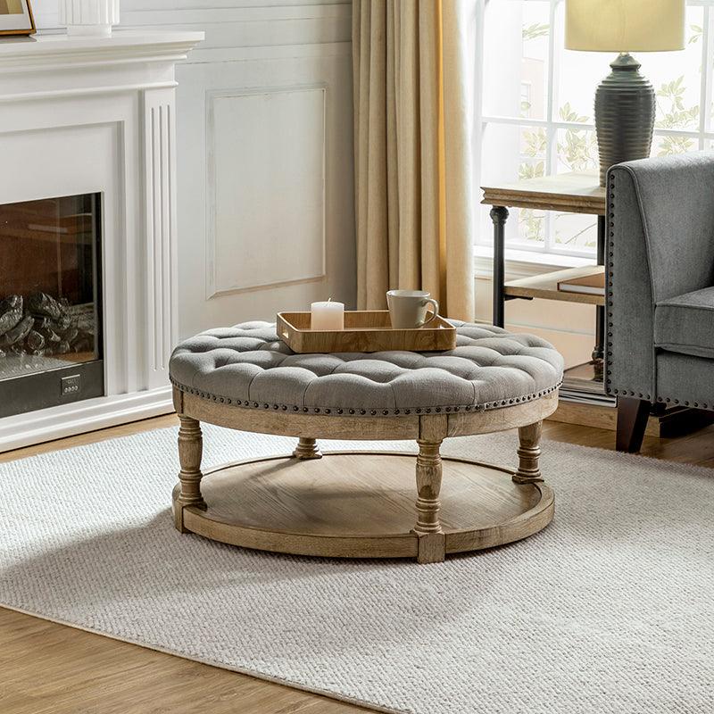 Danilynn Tufted Round Cocktail Ottoman Coffee Table