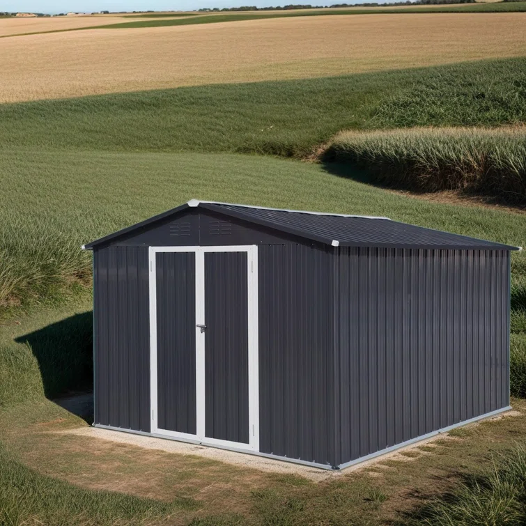 10 Ft X 8 Ft Metal Storage Shed Dark-Grey with Window