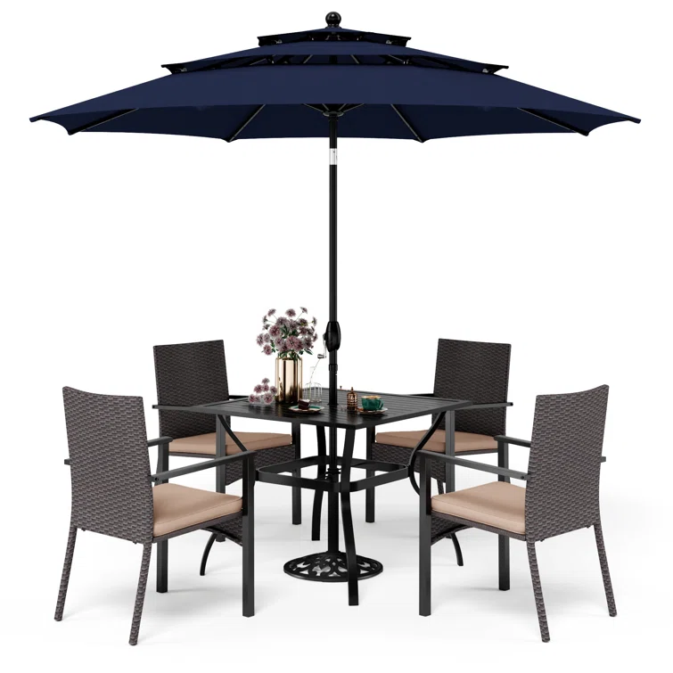 Alyah 4 - Person Square Outdoor Dining Set with Cushions