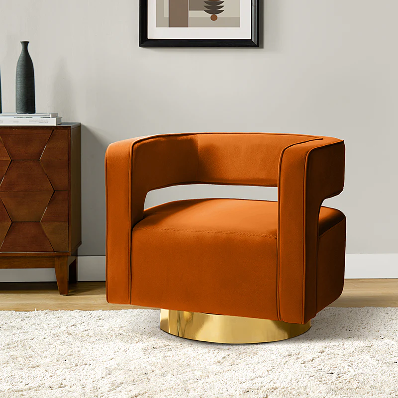 Agata Velvet Swivel Barrel Armchair