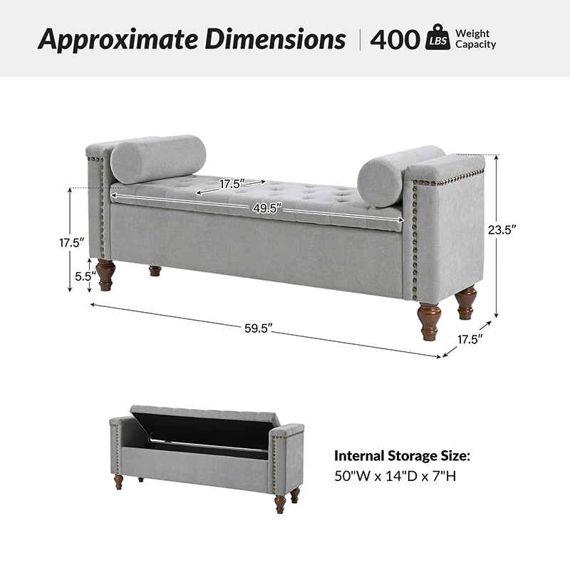 Rosana Storage Bench with Waterproof Fabric