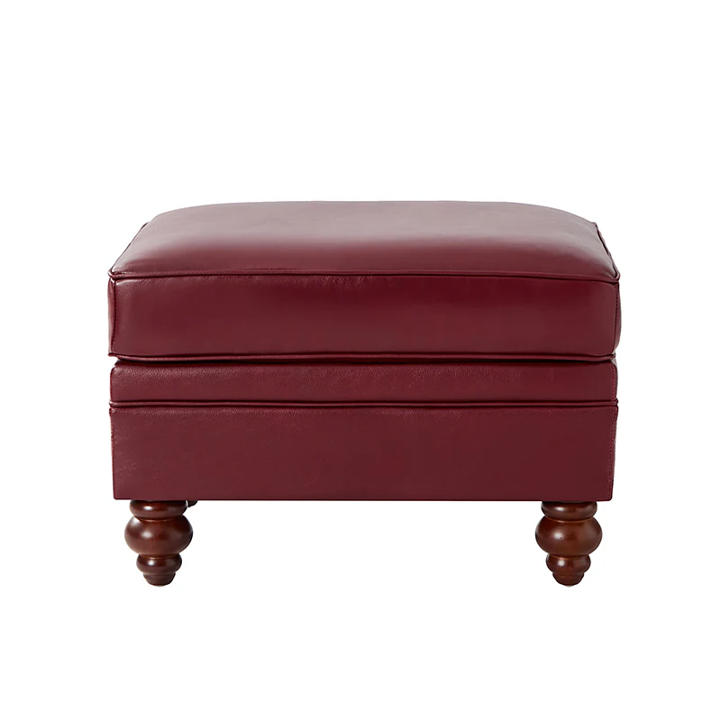 Basilio Contemporary Genuine Leather Ottoman for Living Room
