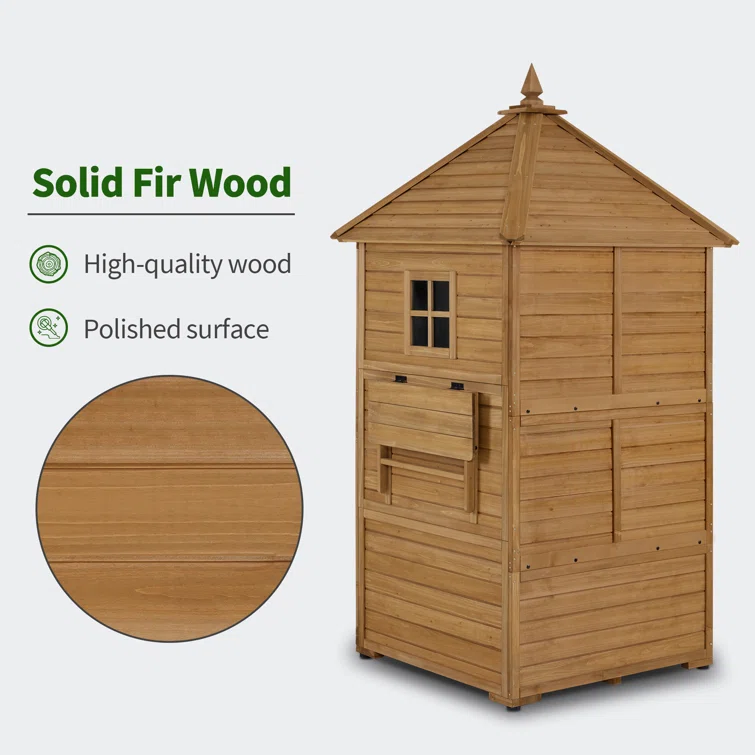 3 ft. W x 3 ft. D Large Outdoor Storage Shed with Lockable Door and Double Foldable Tables