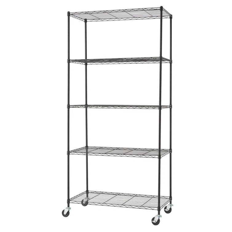 72" H x 36" W x 18" D 5 Tier Wire Shelving with Wheels