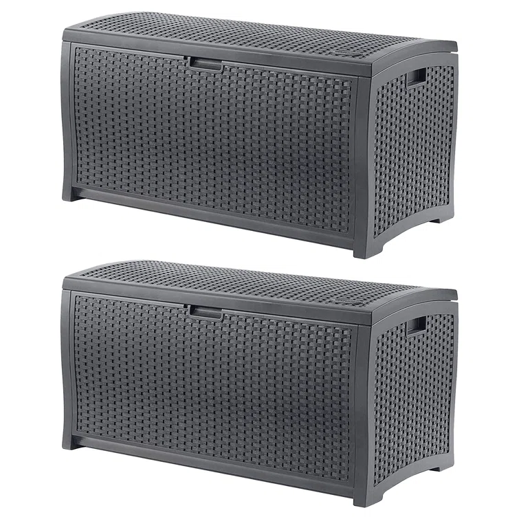 Suncast 21.5'' W 73 Gallons Water Resistant Plastic Lockable Deck Box in Black<!-- --> <!-- -->(Set of 2)